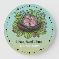 Lovebirds Couple in Nest Home Sweet Home
