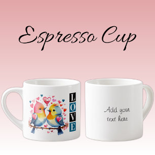 Lovebirds custom text blue espresso cup