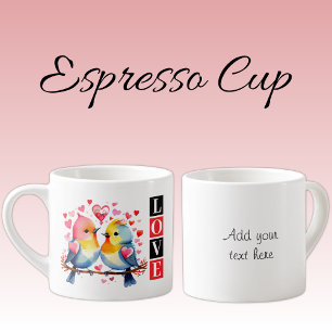 Lovebirds custom text red espresso cup