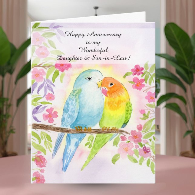 Lovebirds Daughter & Son in Law Happy Anniversary  Card (Creator Uploaded)