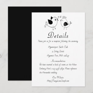 Lovebirds Details Wedding Black White Birds Nature Invitation