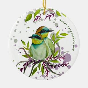 Lovebirds for Valentine's Day Ceramic Tree Decoration