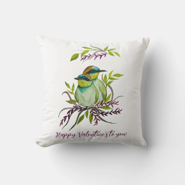 Lovebirds for Valentine's Day Cushion (Front)