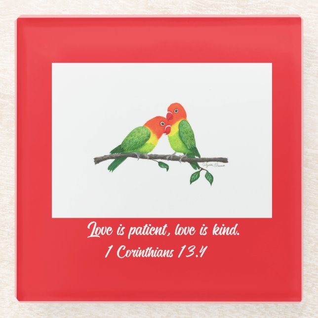Lovebirds Glass Coaster (Front)