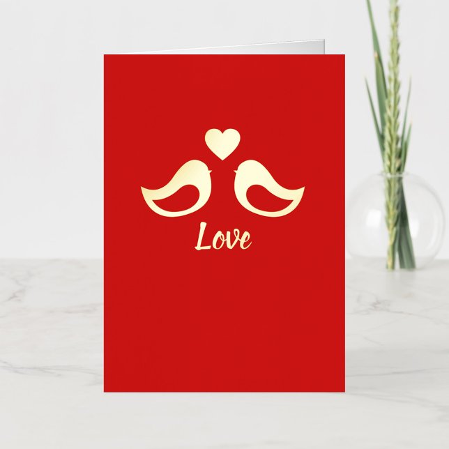 Lovebirds Gold Foil Custom Valentine's Day Card  (Creator Uploaded)