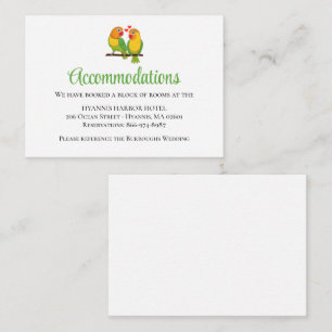 Lovebirds Green Love Birds Wedding Accommodations Enclosure Card