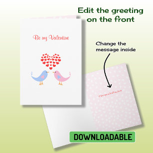 Lovebirds hearts custom text Valentine Holiday Card