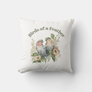 Lovebirds in Pastel Watercolors Cushion