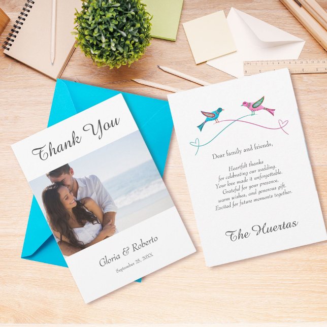 Lovebirds Mexican Wedding Thank You Card (Creator Uploaded)