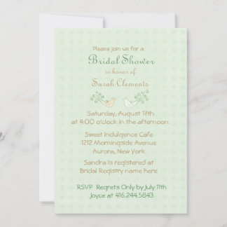 Lovebirds Mint Wedding Bridal Shower Invitation