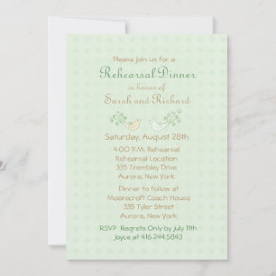 Lovebirds Mint Wedding Rehearsal Dinner Invitation