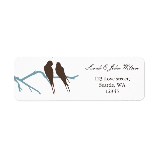 lovebirds mocha wedding ,return address label (Front)