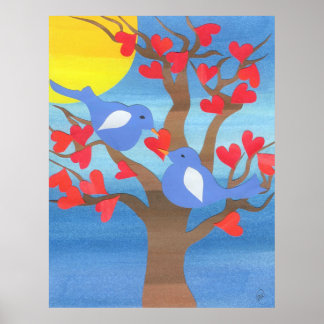 Lovebirds Nesting Poster