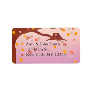 Lovebirds oak tree wedding address labels love1