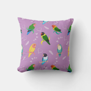 Lovebirds of Rainbow Colors Pattern Cushion