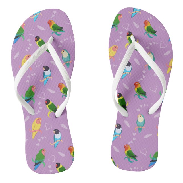 Lovebirds of Rainbow Colours Pattern Jandals (Footbed)