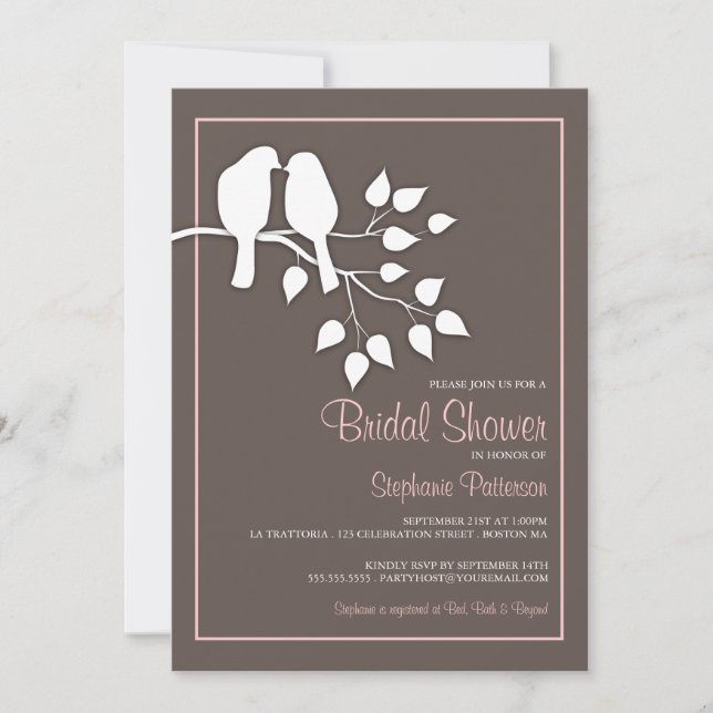 Lovebirds on a Branch Bridal Shower Invitation (Front)