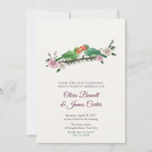 Lovebirds on a Jasmine Branch Anniversary Invite