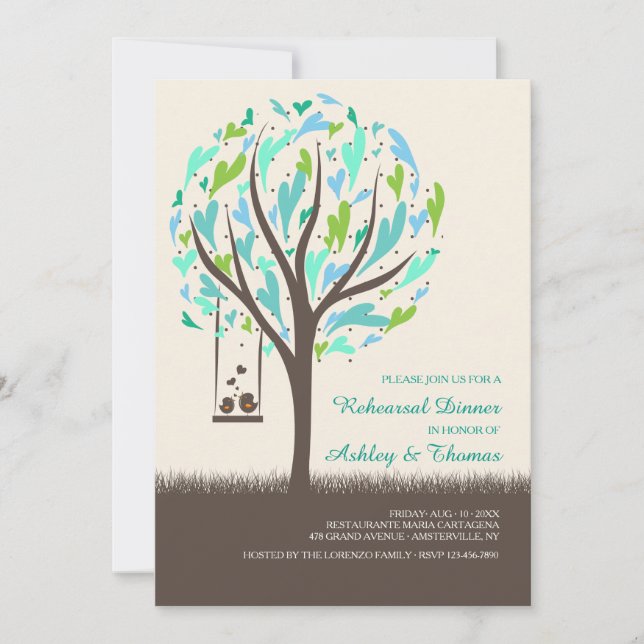 Lovebirds On A Swing Invitation (Front)