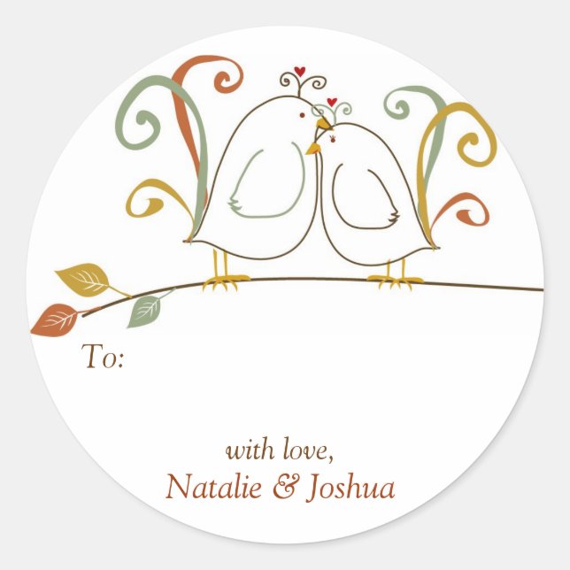 Lovebirds on Branches Gift Tags (Front)
