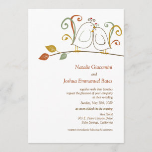 Lovebirds on Branches Wedding Invitations