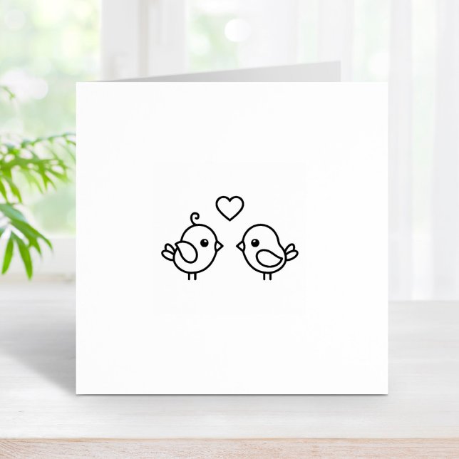 Lovebirds - Pair of Cute Cartoon Birds Rubber Stamp (Creator Uploaded)