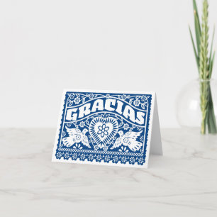 Lovebirds Papel Picado Note Card Navy