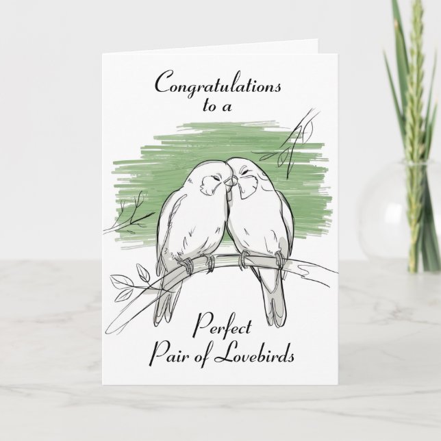 Lovebirds Personalised Wedding Card (Front)
