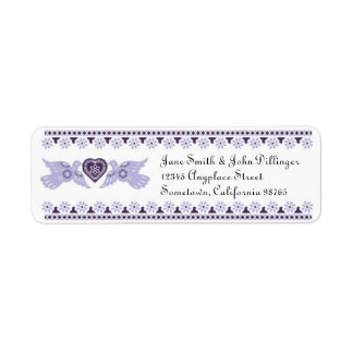 Lovebirds Return Address Label - purple