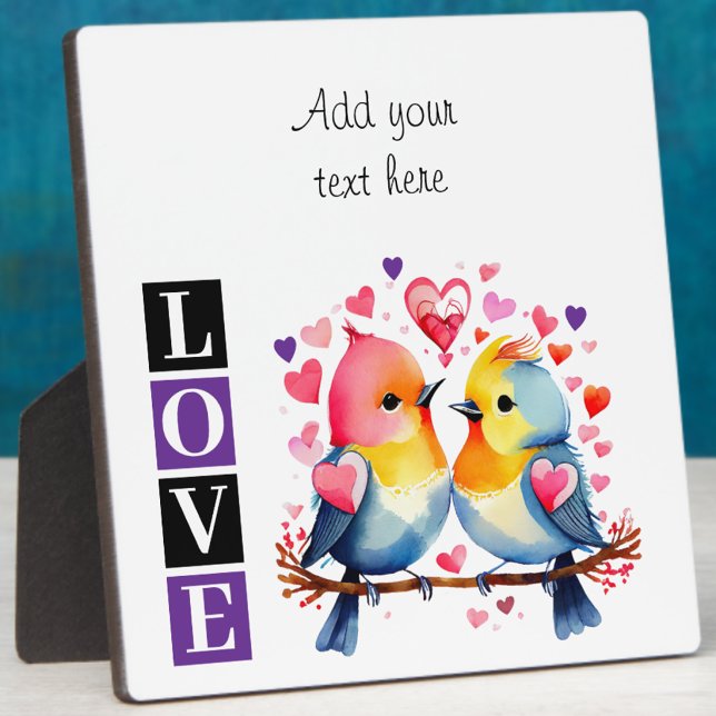 Lovebirds romantic custom text valentine purple plaque (Creator Uploaded)