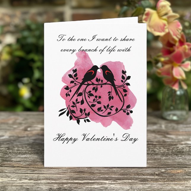 Lovebirds Sharing A Branch Valentine's Day Card (Creator Uploaded)