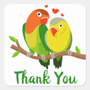 Lovebirds Thank You Wedding, Bridal Shower Square Sticker