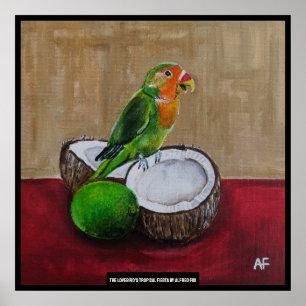 Lovebird's Tropical Fiesta Painting by Alfred Fox Poster