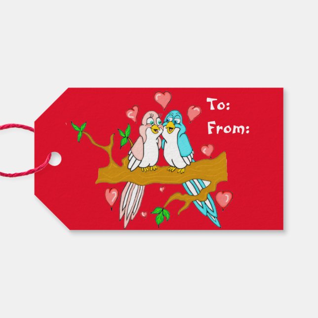 Lovebirds Valentine's Day Gift Tags (Back Horizontal)