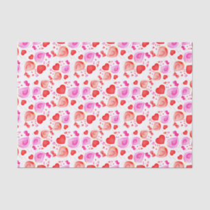 Lovebirds Watercolor art red pink heart tissue Tissue Paper