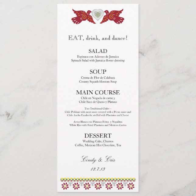 Lovebirds Wedding Banners Menu Card (Front)