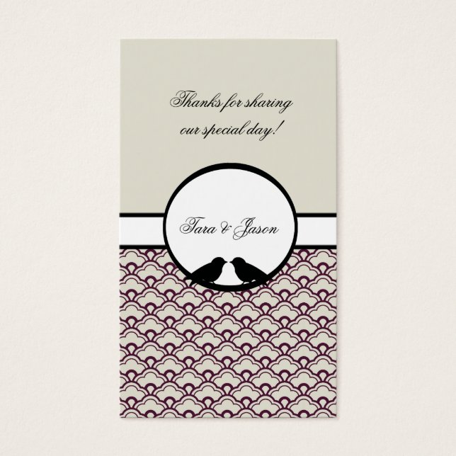Lovebirds Wedding Favour Gift Tags (Front)