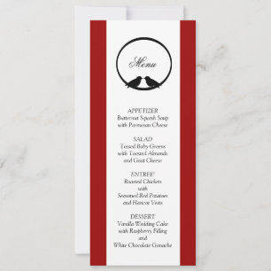 Lovebirds Wedding Reception Menu Cards