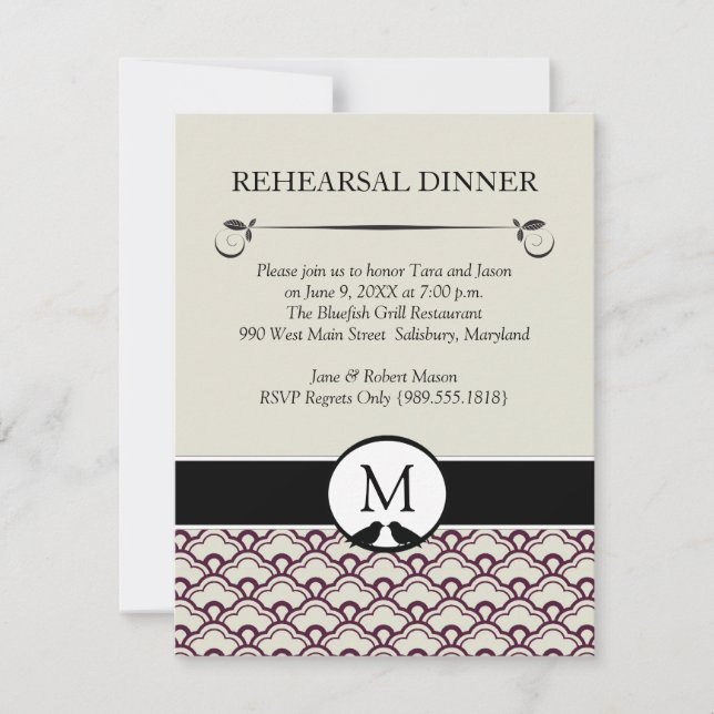Lovebirds Wedding Rehearsal Dinner Invitations (Front)