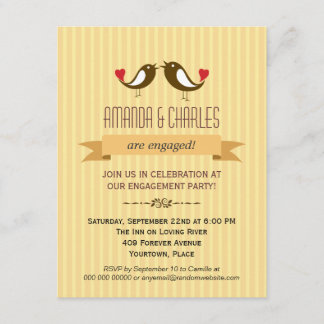 Lovebirds Yellow Engagement Party Invitation