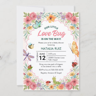 Lovebug Garden Party Ladybug Baby Shower Butterfly Invitation