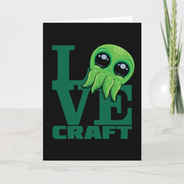 Lovecraft Baby Cthulhu Design – Spooky Cute Love Card (Front)