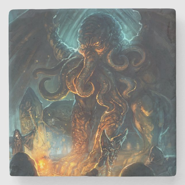 Lovecraft's Cthulhu marble coaster (Front)