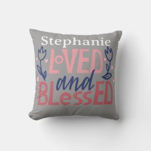 Loved and Blessed Heart Name  Cushion