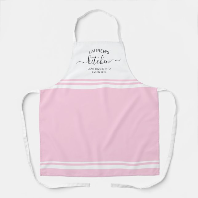 Loved Baked In Pink French Stripe Apron (Front)