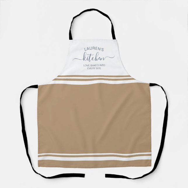Loved Baked In Tan French Stripe Apron (Front)