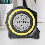 Loved Beyond Measure Grandpa Names Grey 1<br><div class="desc">A sentimental tape measure featuring the quote "Loved Beyond Measure" in a bold badge design with "Grandpa" at centre, star accents, and custom grandkids' names on a silver grey background. A clever, punny gift that pairs a heartfelt message with a tool Grandpa will reach for every day. The grandkids' names...</div>