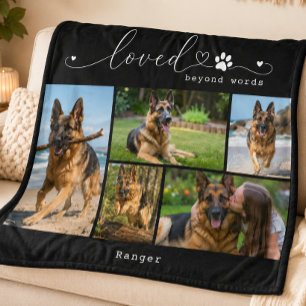 Loved Beyond Words Black Pet Five Photo Fleece Blanket