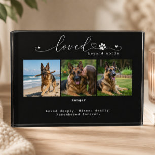 Loved Beyond Words Black Pet Memorial Three Photo Block