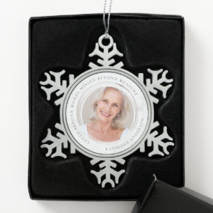 Loved Beyond Words Missed Beyond Measure Photo Snowflake Pewter Christmas Ornament